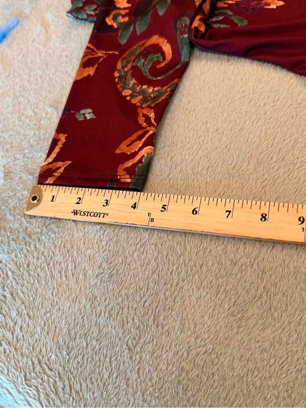 24seven Comfort Apparel Women’s Large Burgundy Paisley Long Sleeve Pocket Dress - Picture 10 of 12